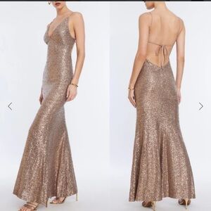 BCBGMaxAzria Copper Sequin Gown NEW WITH TAGS